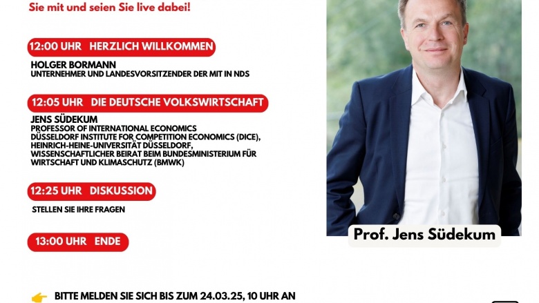 EINLADUNG: 8. MITtagsgespräch mit Jens Südekum